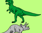 Disegno Triceratops e Tyrannosaurus Rex pitturato su francesca