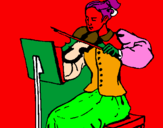 Disegno Dama violinista  pitturato su SUCCO DI FRATTA