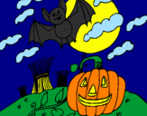 Disegno Halloween paesaggio pitturato su antonio