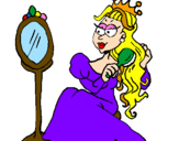 Disegno Principessa con lo specchio  pitturato su carla