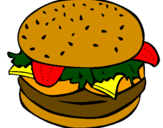 Disegno Hamburger completo  pitturato su entony e franci