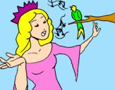 Disegno Principessa che canta pitturato su claud1i10
