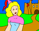 Disegno Principessa e castello  pitturato su diletta
