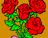 Disegno Mazzo di rose  pitturato su ylenia musso