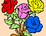Disegno Mazzo di rose  pitturato su gloria