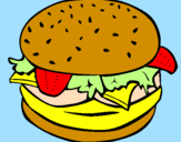 Disegno Hamburger completo  pitturato su LETIZIA