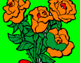 Disegno Mazzo di rose  pitturato su silvia