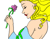 Disegno Principessa con una rosa pitturato su claud1i10