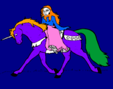 Disegno Principessa a cavallo di unicorno  pitturato su sofia