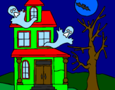 Disegno Casa del terrore pitturato su la famiglia addams