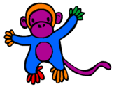 Disegno Scimmietta pitturato su leonardo