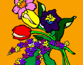 Disegno Mazzo di fiori pitturato su adA