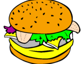 Disegno Hamburger completo  pitturato su Tommaso