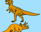 Disegno Triceratops e Tyrannosaurus Rex pitturato su mario