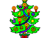 Disegno Albero di Natale con le candeline pitturato su aurora puglisi