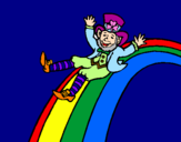Disegno Folletto nell'arcobaleno  pitturato su c
