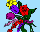 Disegno Mazzo di fiori pitturato su roby
