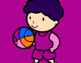 Disegno Giocatore di pallacanestro  pitturato su Angelica Decherchi