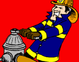 Disegno Pompiere  pitturato su giangy