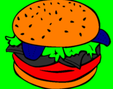 Disegno Hamburger completo  pitturato su francesco c