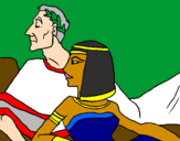 Disegno Cesare e Cleopatra  pitturato su giangy