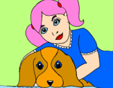 Disegno Bambina che abbraccia il suo cagnolino  pitturato su francesca malara