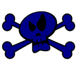 Disegno Teschio pitturato su pirata blu