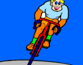 Disegno Ciclista con il berretto  pitturato su andrea