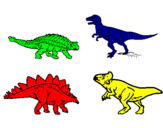 Disegno Dinosauri di terra  pitturato su fran
