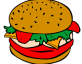 Disegno Hamburger completo  pitturato su Hamburger