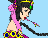Disegno Principessa cinese pitturato su yasmin