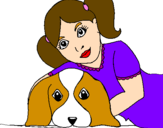 Disegno Bambina che abbraccia il suo cagnolino  pitturato su federica