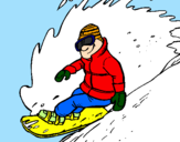 Disegno Discesa in snowboard  pitturato su LUCA