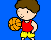 Disegno Giocatore di pallacanestro  pitturato su riccardo.