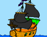 Disegno Barca  pitturato su Fabi