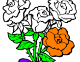 Disegno Mazzo di rose  pitturato su annamaria
