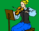Disegno Dama violinista  pitturato su giangy