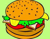 Disegno Hamburger completo  pitturato su aika