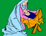 Disegno Nascita di Gesù Bambino pitturato su giangy
