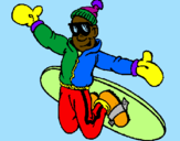 Disegno Salto con lo snowboard pitturato su rocco