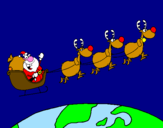 Disegno Babbo Natale che consegna i regali 3 pitturato su APO