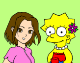 Disegno Sakura e Lisa pitturato su carla 