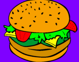 Disegno Hamburger completo  pitturato su martimarti