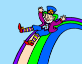 Disegno Folletto nell'arcobaleno  pitturato su sofia  ceccacci