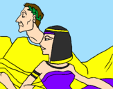 Disegno Cesare e Cleopatra  pitturato su chiara