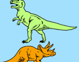 Disegno Triceratops e Tyrannosaurus Rex pitturato su ernesto