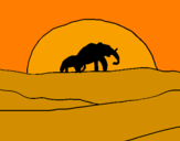Disegno Elefante all'alba  pitturato su nanà magliano 