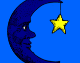 Disegno Luna e stelle  pitturato su LUCA
