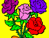 Disegno Mazzo di rose  pitturato su llollo