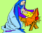 Disegno Nascita di Gesù Bambino pitturato su aika